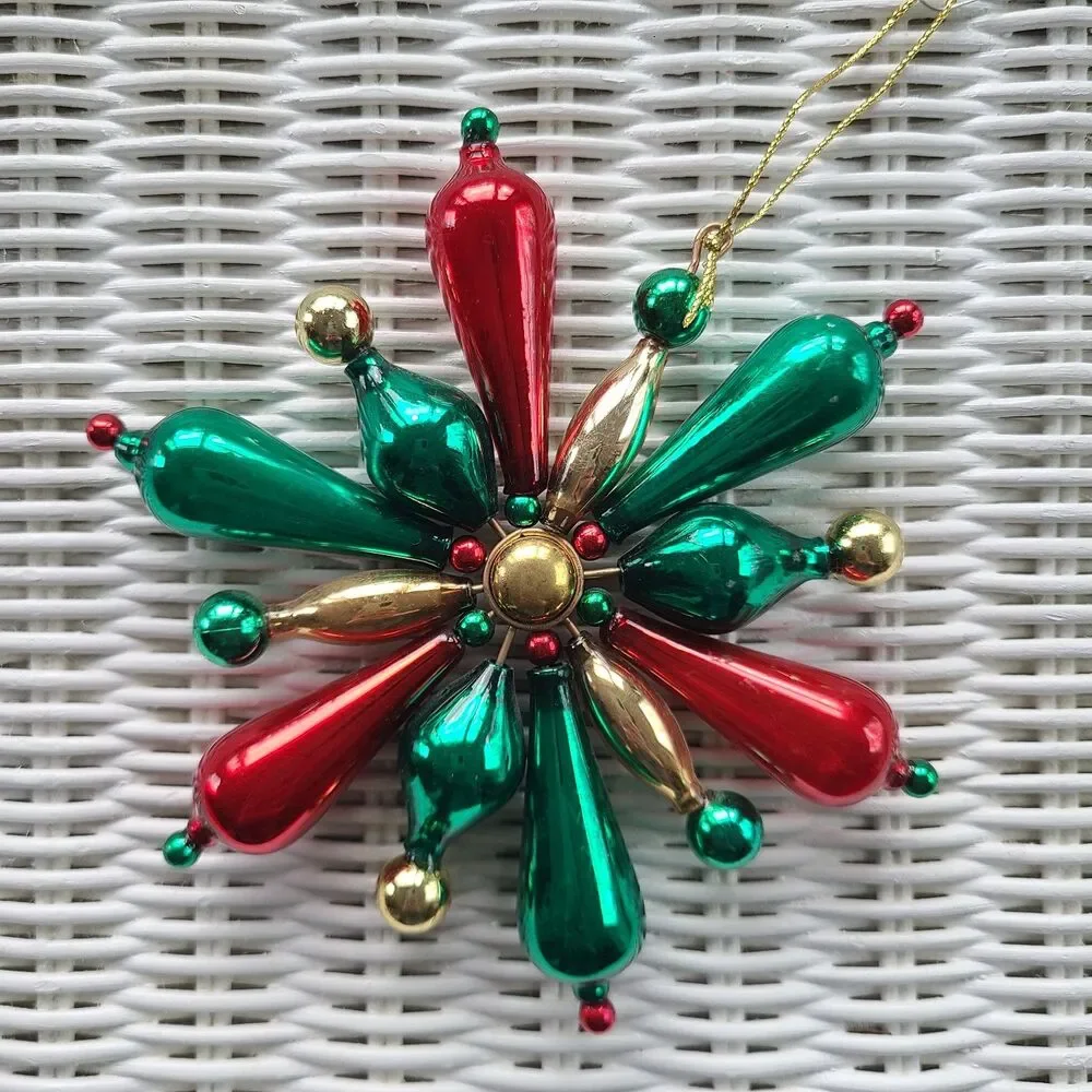 Vintage Avon Gift Collection 1999 Rare Shimmering Bead Ornament Glass Snowflake